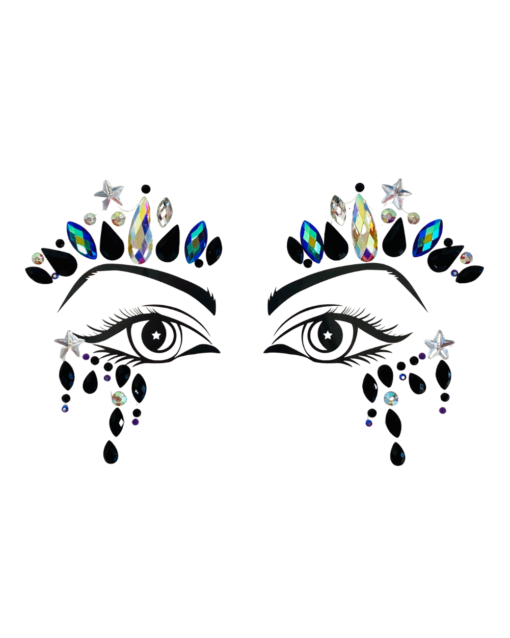 Raven - Black and Iridescent Face Jewels - Lunautics Face Jewel